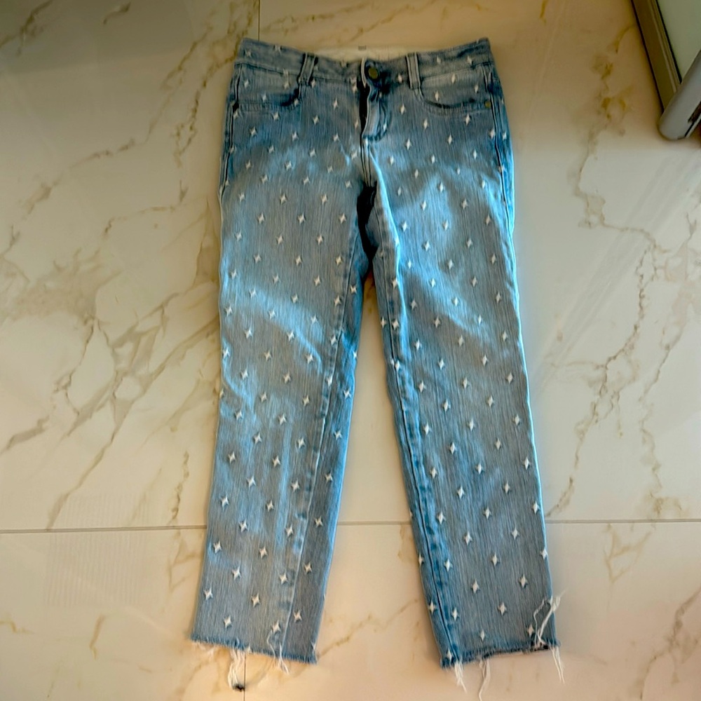 Stella McCartney Light Denim Star Straight Leg Jeans